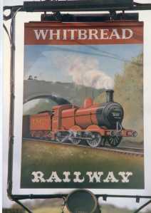 The Railway Inn pub sign 1986. This was at the bottom of Dudbridge Hill and is now a private residence. 